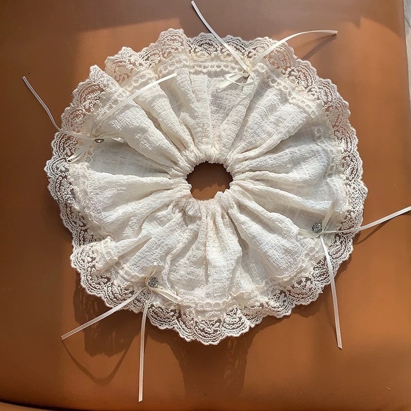 Women's Elegant Large Cloth Scrunchie Banquet Hair Tie Ditsy Floral