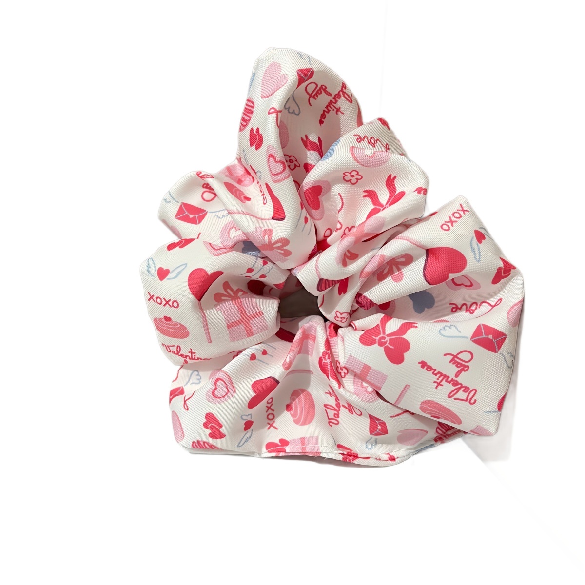 Ladies Fabric Big Bowknot Hair Tie Valentine Rose Heart Floral Print