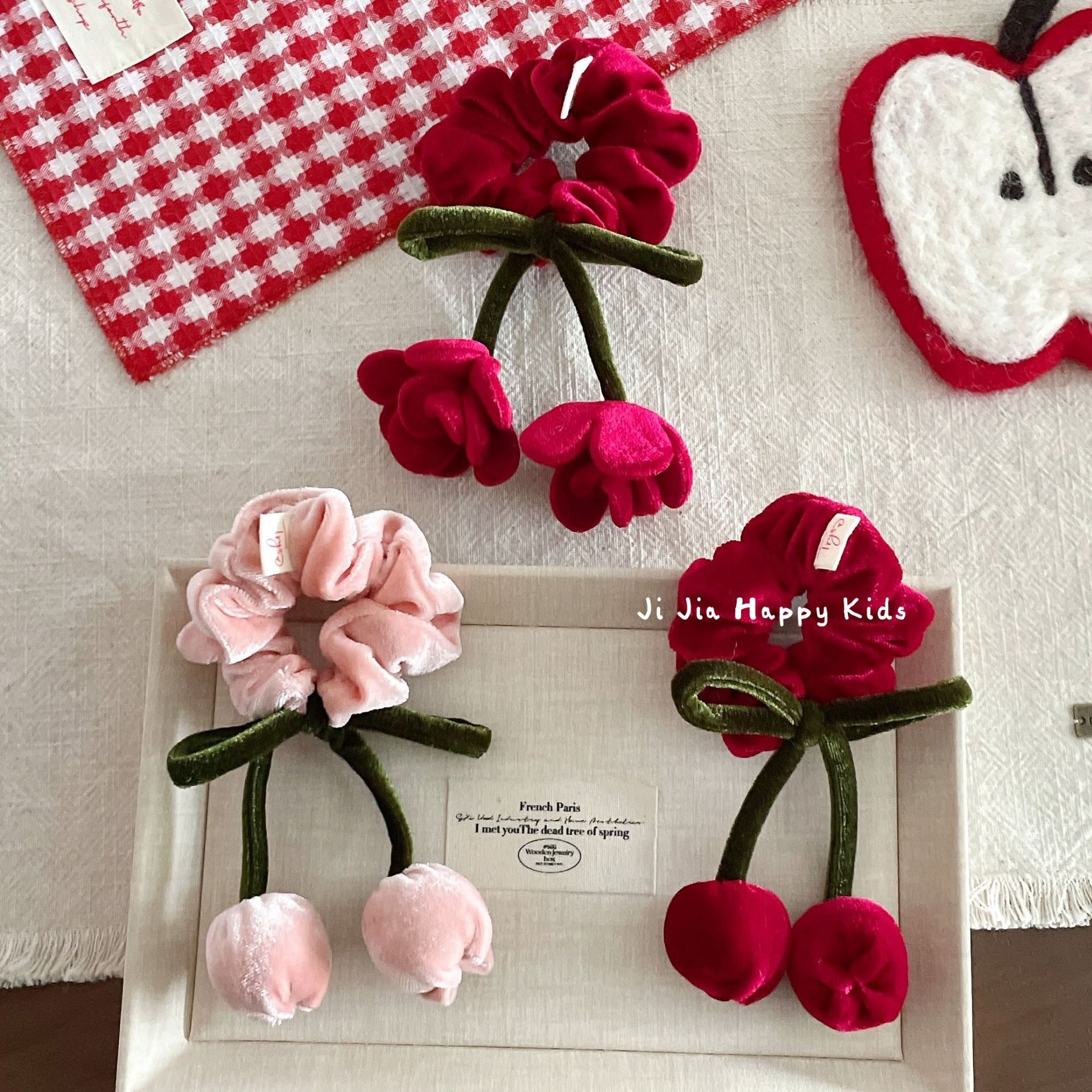 Women's Velvet Big Bow Hair Clip Autumn Winter Red Rose Hairband