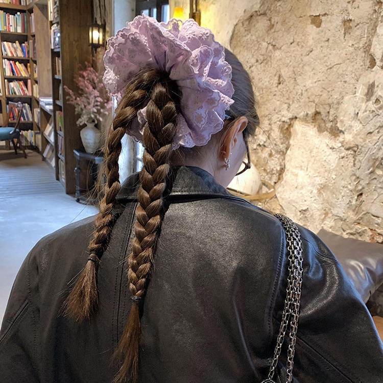 Women's Elegant French Style Cloth Hair Tie For Spring Purple