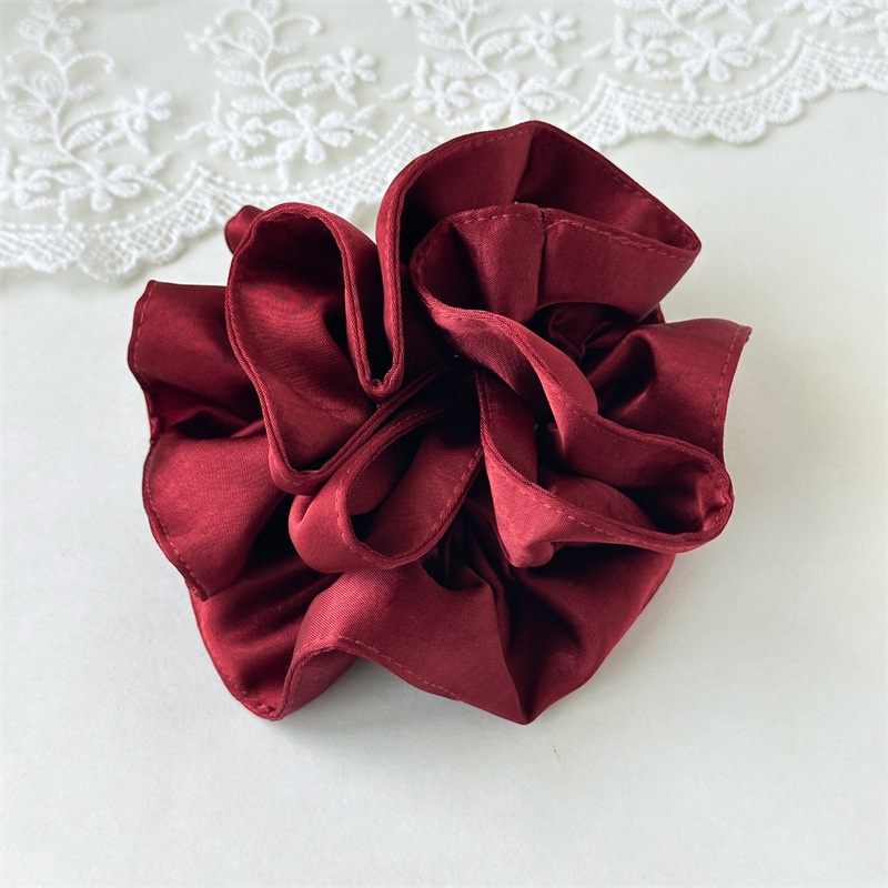 Women Shiny Satin Pleated Scrunchies Elegant Hair Ties Autumn Ponytail Ring