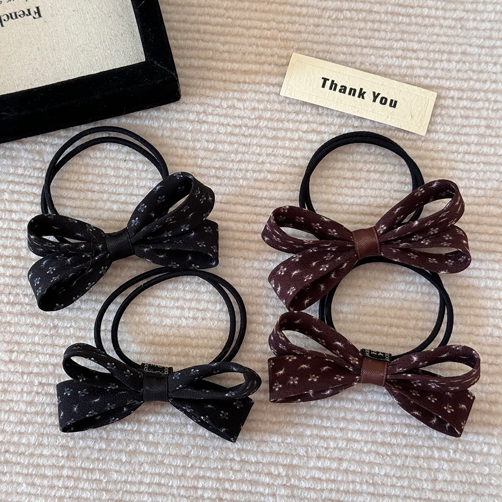 Women's Casual Soft Polyester Bowknot Hair Tie Ditsy Floral Polka Dot