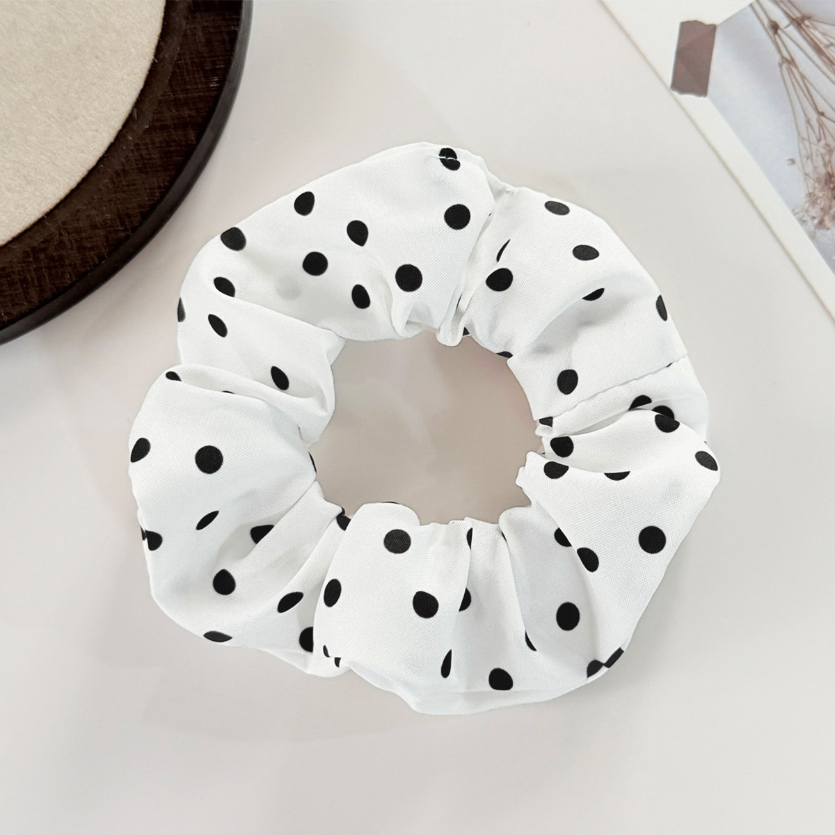 Women's All-Season High Elastic Fabric Hair Tie Minimalist Polka Dots