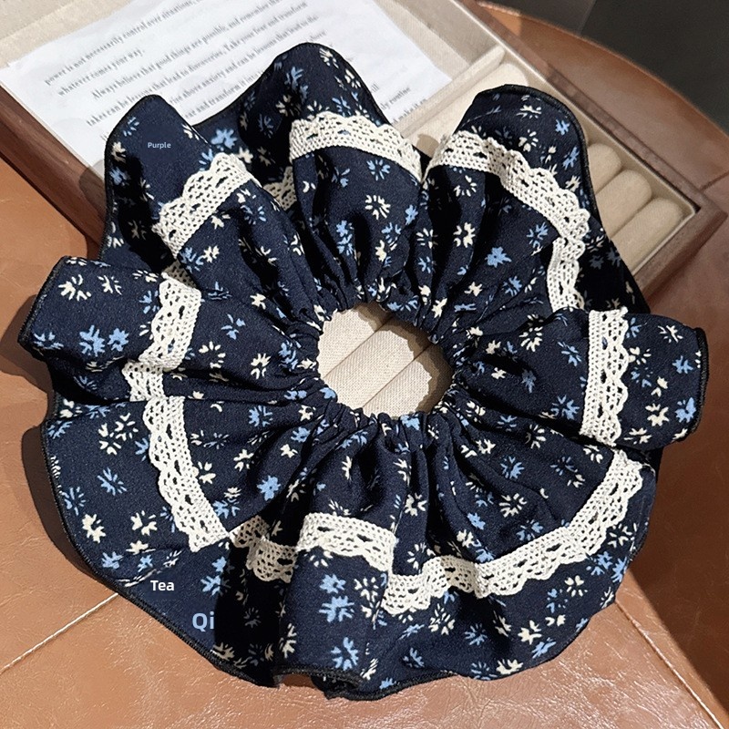 Women's Elegant Large Cloth Scrunchie Banquet Hair Tie Ditsy Floral