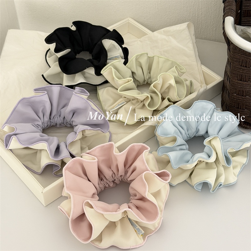 Women's Soft Cloth Spring Hair Tie Accessories Color Block Style