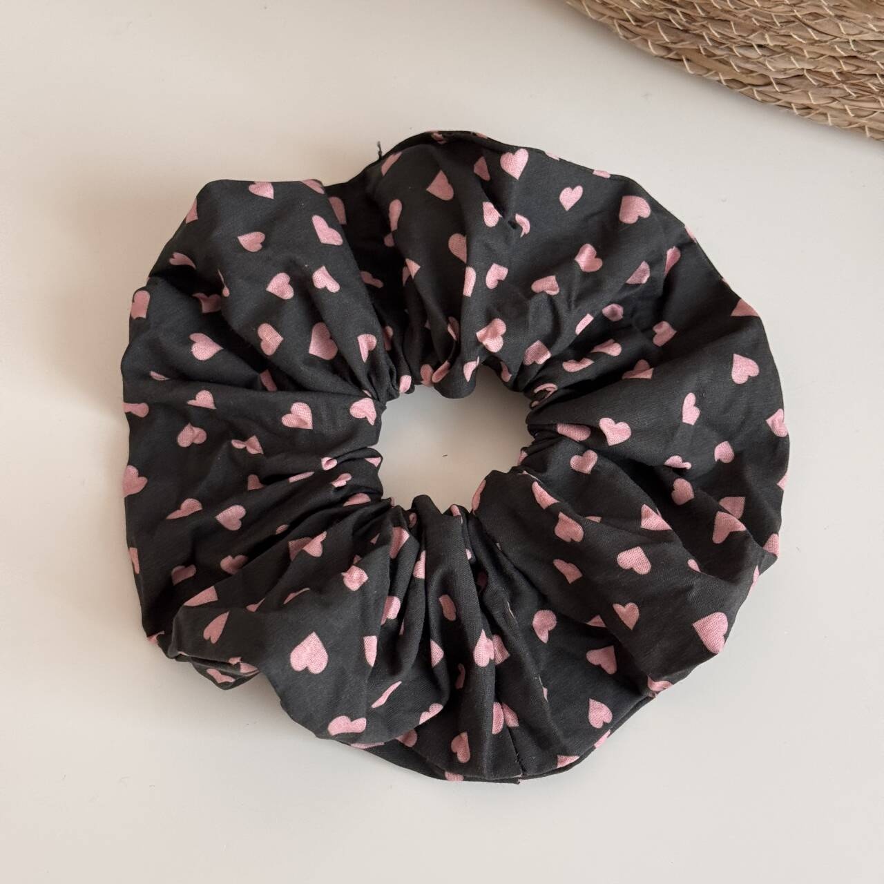 Women's Sweet Soft Cloth Spring Hair Tie Rubber Band Pink Heart Shape