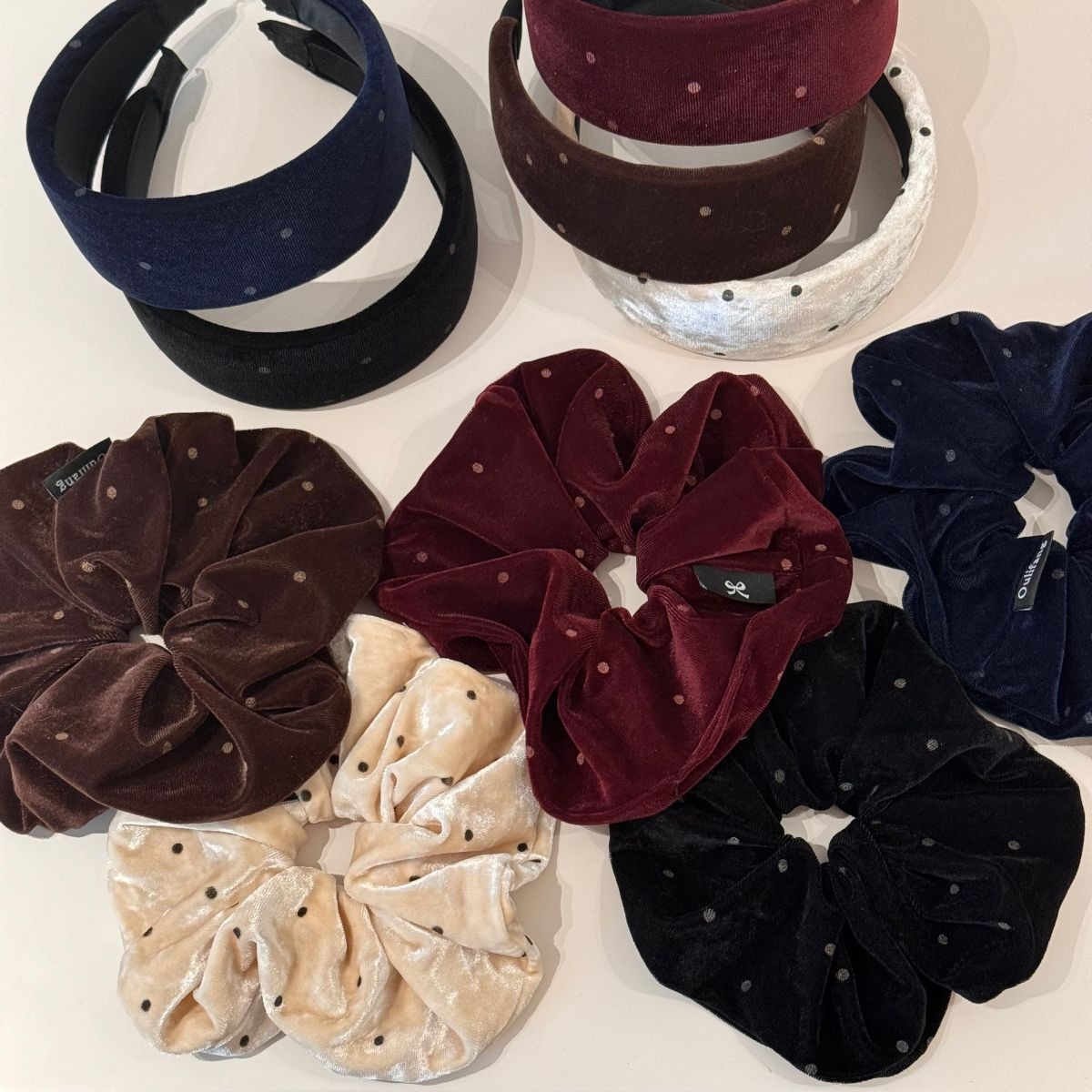 Women's Velvet Polka Dot Sponge Headband Autumn Winter Hair Accessories