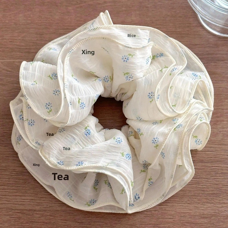 Women's Elegant Large Cloth Scrunchie Banquet Hair Tie Ditsy Floral