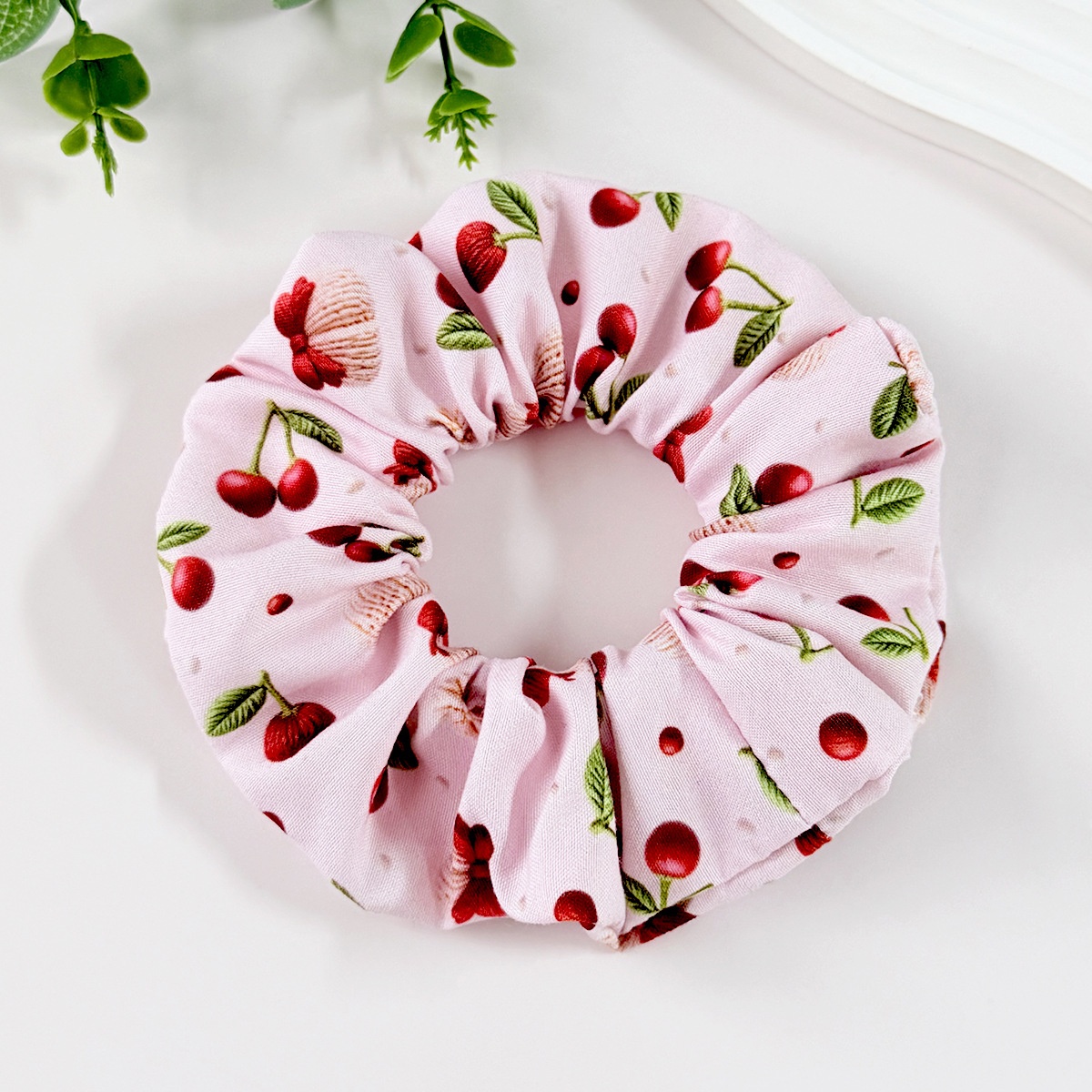 Women's Everyday Cloth Hair Tie Scrunchie Sweet Cherry Pattern