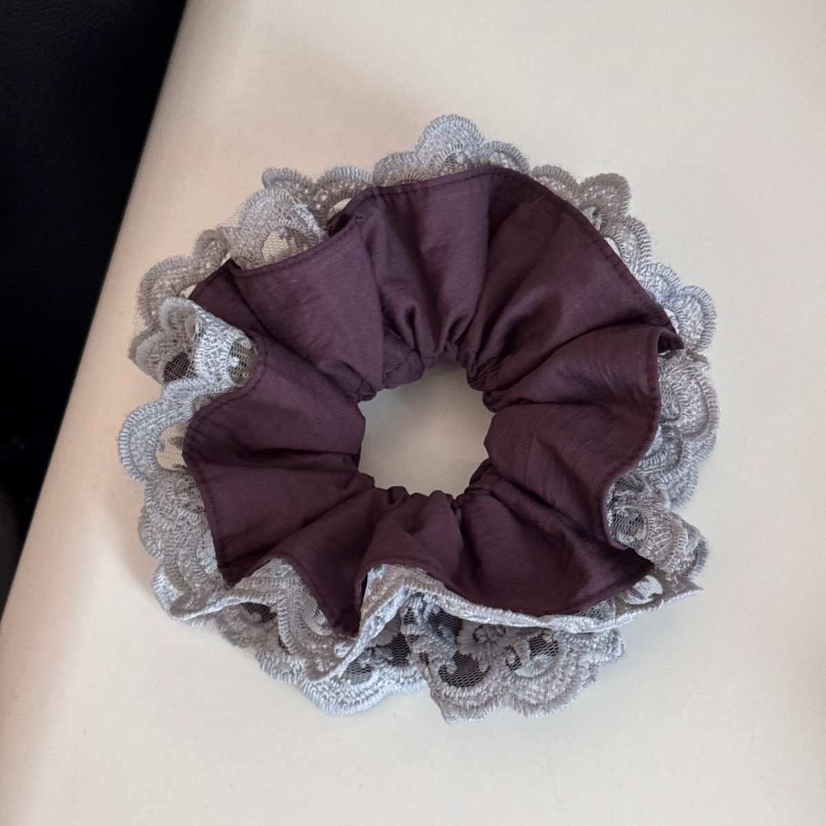 Women's Spring Lace Hair Tie Accessories Purple Plaid Pattern