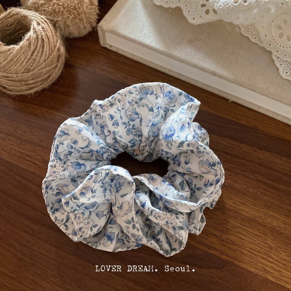 Women's Spring Cloth Bowknot Hair Tie in Navy Blue Ditsy Floral