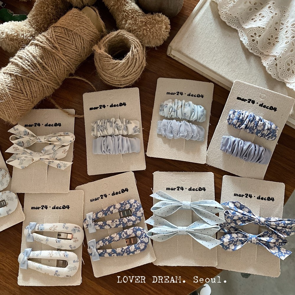 Women's Spring Cloth Bowknot Hair Tie in Navy Blue Ditsy Floral