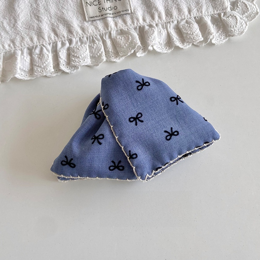 Women's Spring Flocking Bowknot Elastic Rubber Band Hair Tie Sweet Blue