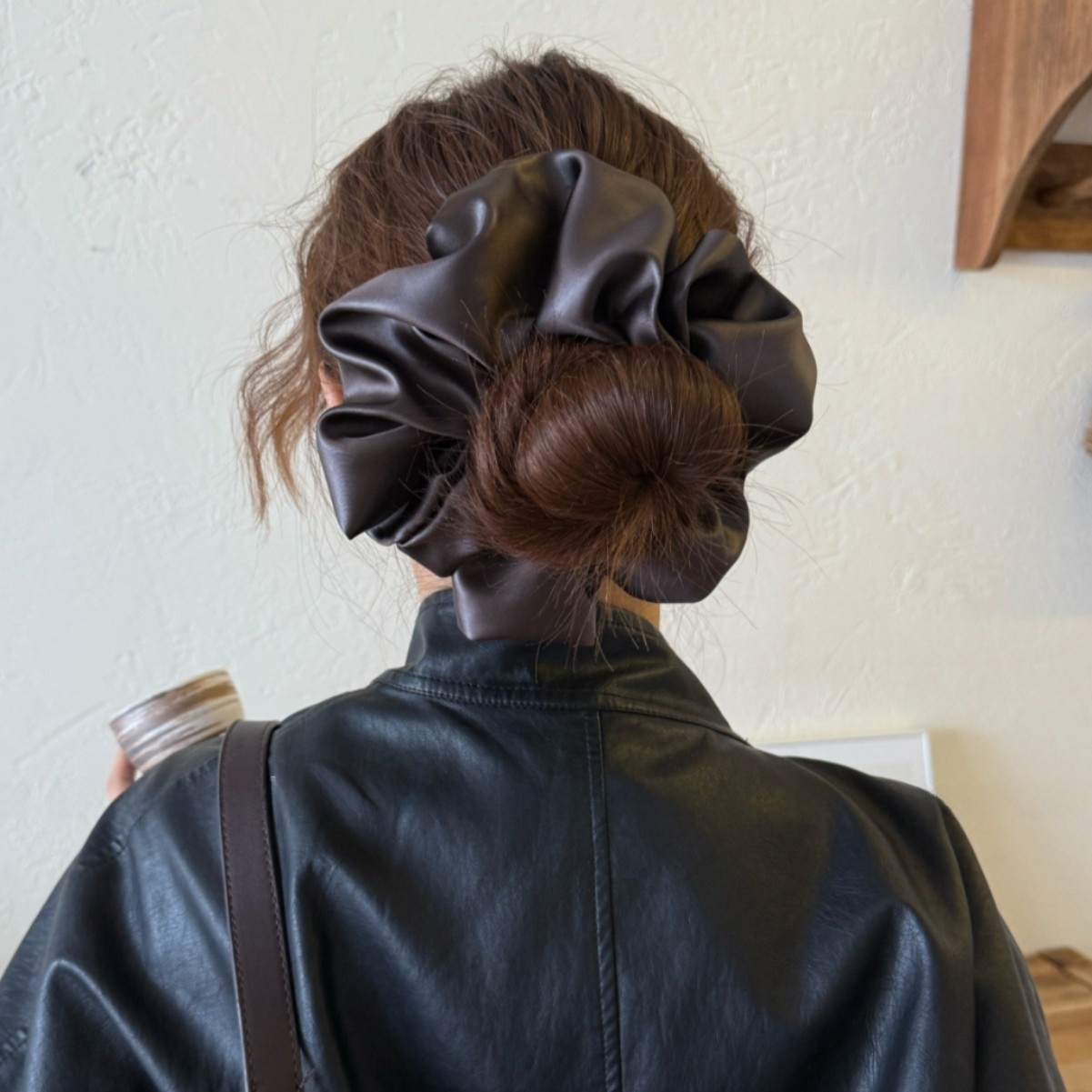 Women's Elegant Satin Scrunchie Hair Tie For Autumn Solid Royal Blue