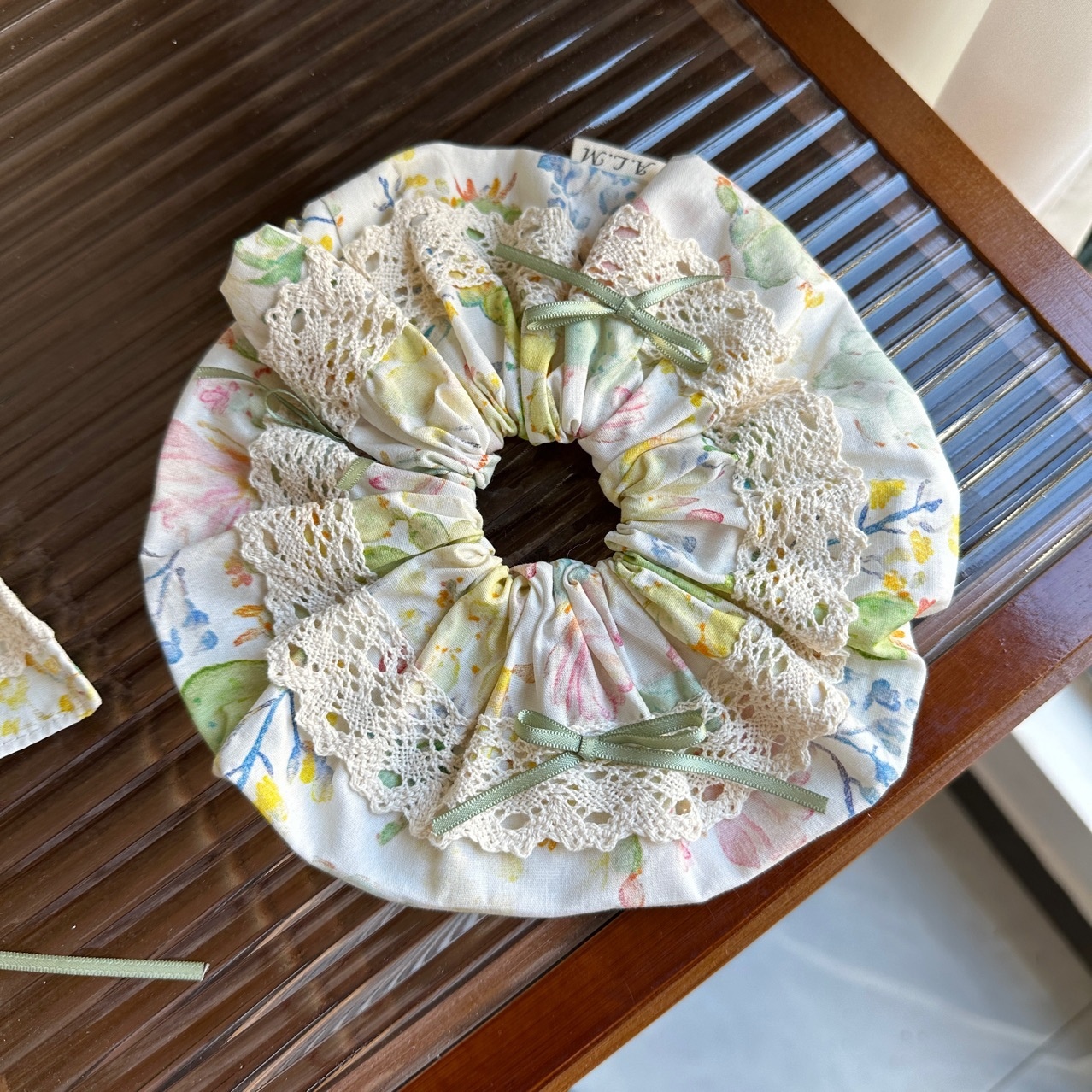 Women's Spring Cloth Lace Bow Hair Tie Ditsy Floral Tie Dye