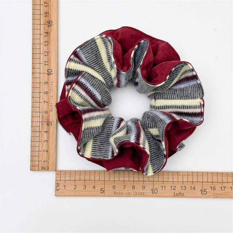 Women's Vintage Knitted Stripe Headband High Elasticity Winter Hair Tie