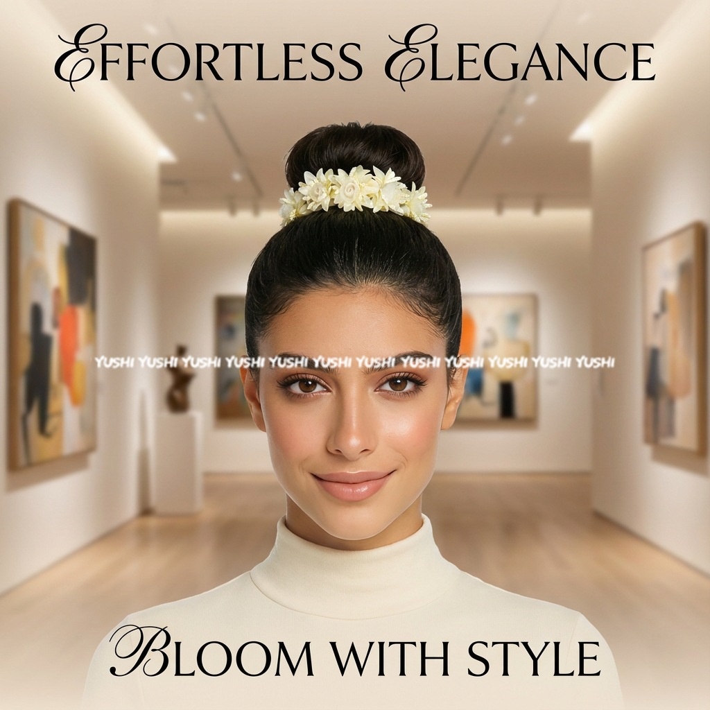 Women's Vintage Rose Cloth Hair Tie For Winter Champagne Floral