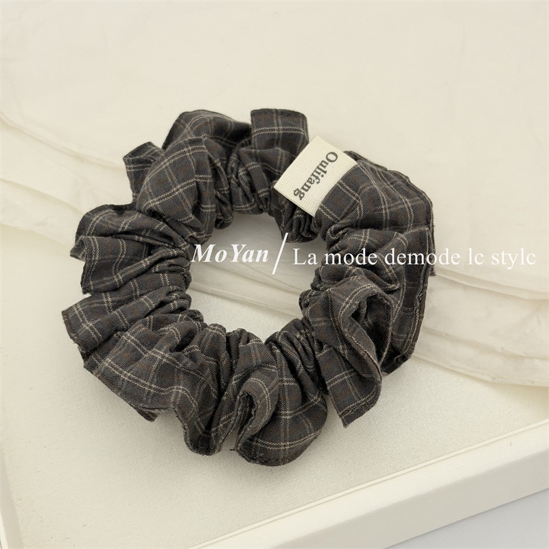 Women's All-Season Cloth Scrunchie Hair Tie Retro Checkered Plaid