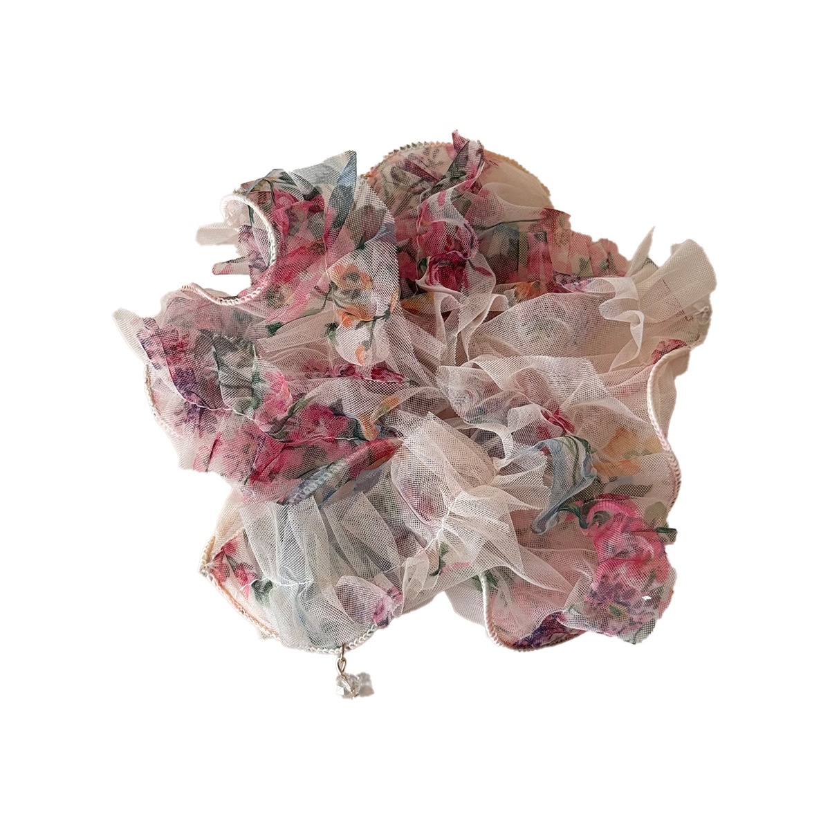 Women's Spring Gauze Bubble Braid Hair Tie Pink Ditsy Floral