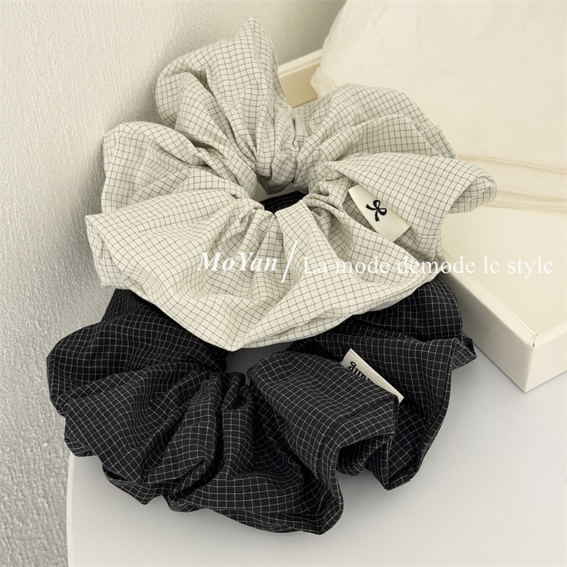 Women's Secure Cloth Hair Tie For Everyday Styling Black White Plaid