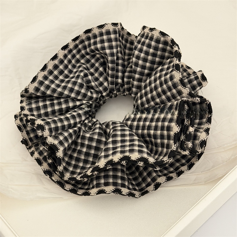 Women's Comfortable Cloth Hair Tie Everyday Wear Blue Black Plaid