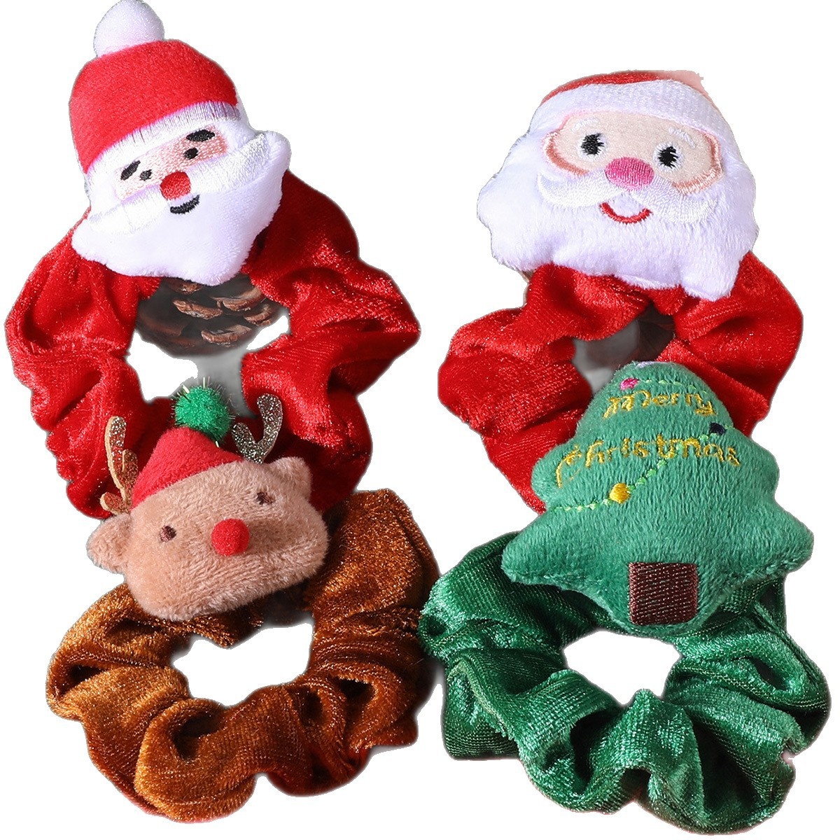 Women's High Elastic Plush Winter Hair Ties Festive Christmas Deer