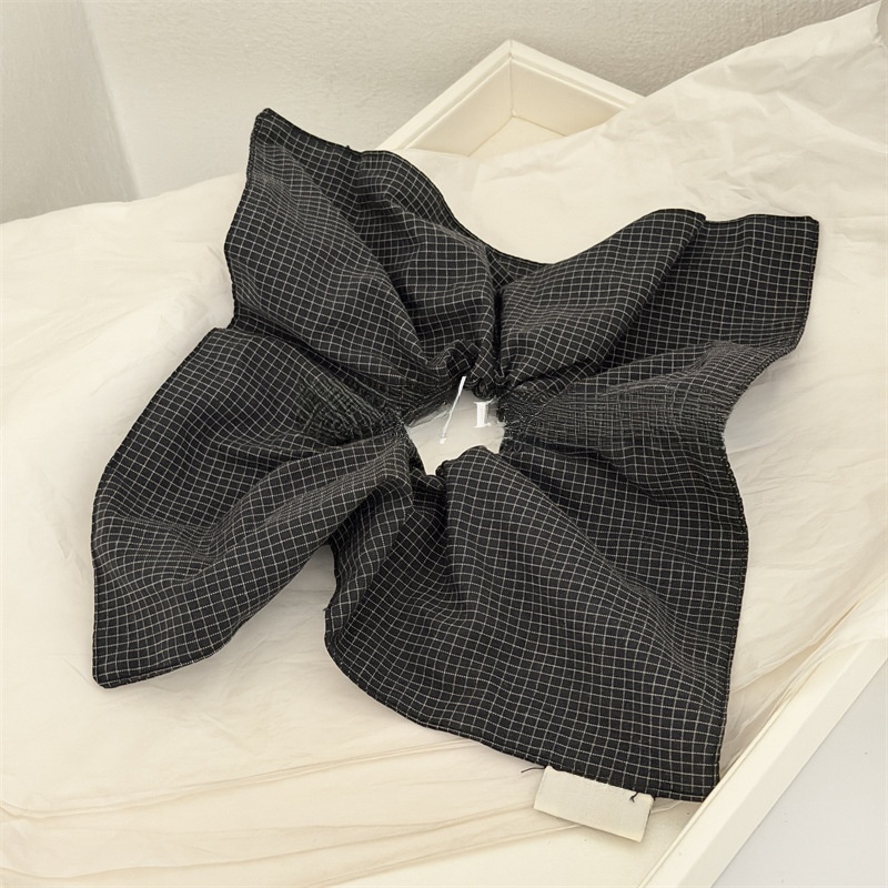 Women's Spring Fabric Hair Scrunchie Retro Black And White Plaid