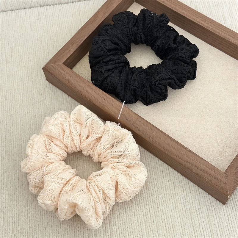 Women's Early Spring Hollow Lace Hairband, Elegant Ponytail Scrunchie Tie