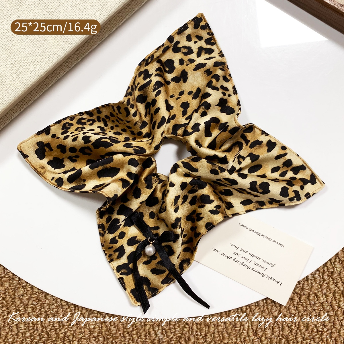 Women's Scarf Hair Ties Versatile Polyester Bun Ribbon Leopard Print