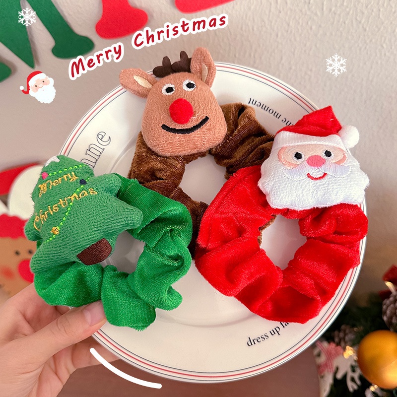 Women's Cute Christmas Hair Scrunchies Festive Holiday Velvet Hair Ties