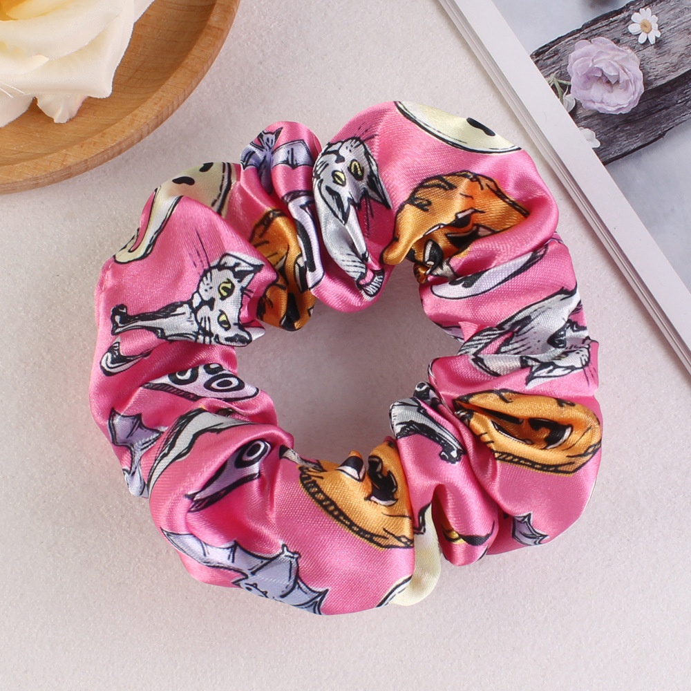 Women's Halloween Party Fabric Hair Scrunchies Colorful Skull Pattern