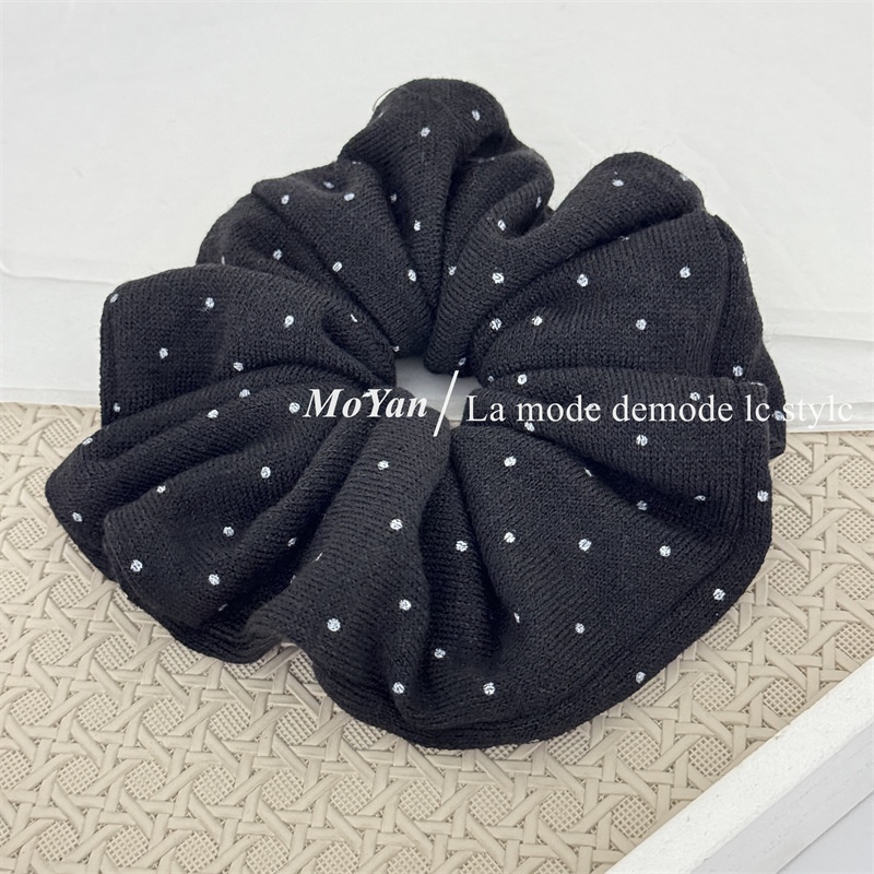 Women's Soft Knitted Low Ponytail Elastic Hair Bands Polka Dot