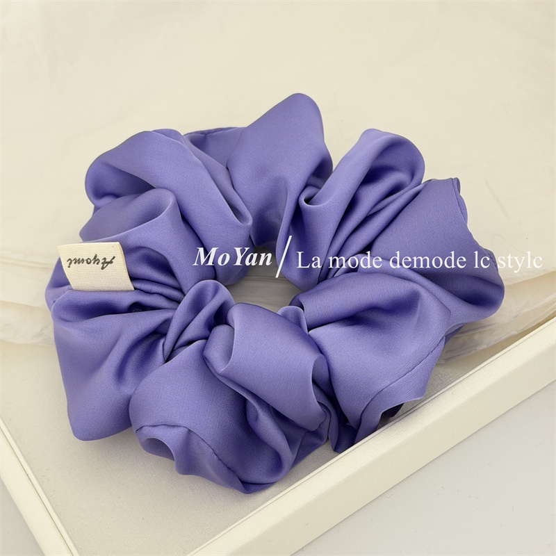 Women's Spring Elegant Satin Hair Tie Scrunchie Solid Color Beige