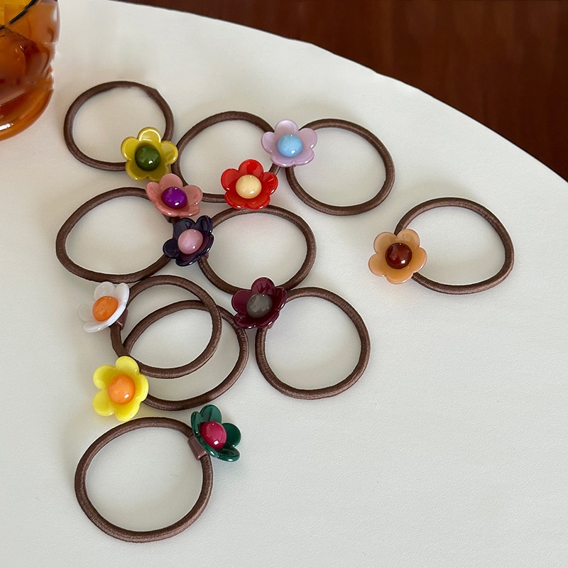 Women's Acetate Elastic Ponytail Holder Hairband Floral Pattern