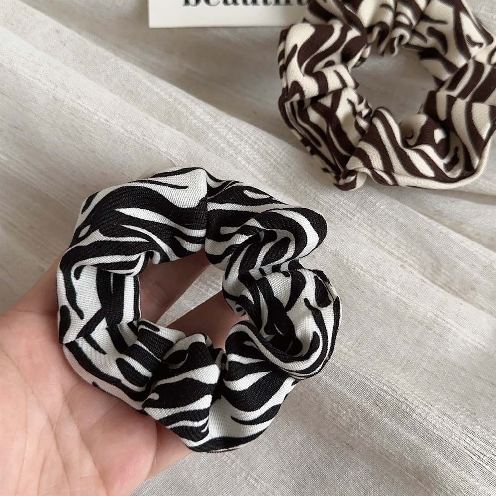 Women's Stylish Retro Cloth Hair Scrunchie Black Zebra Pattern