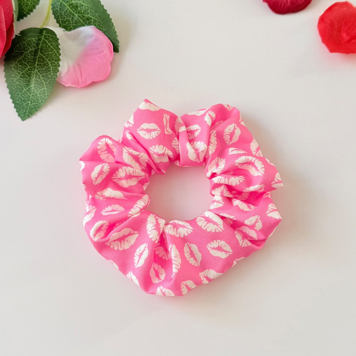 Women's Valentine Cloth Hairband Pink Rose Heart Leopard Print