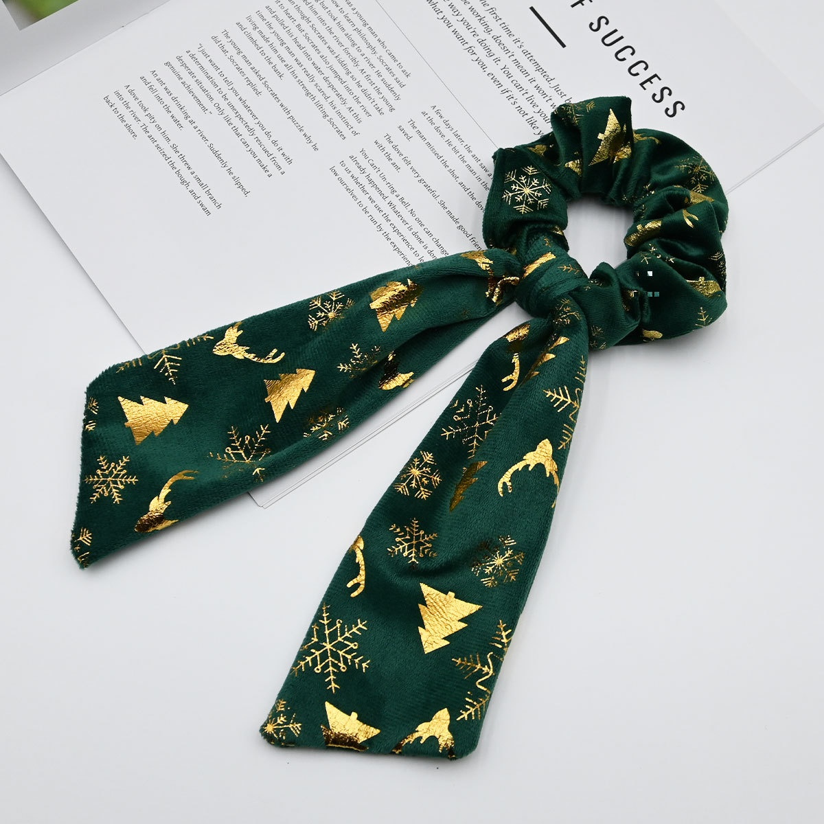 Women's Christmas Plush Ribbon Hair Tie High-End Elastic Festive Hair Rope