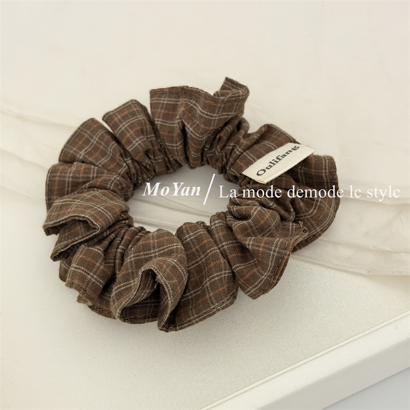 Women's All-Season Cloth Scrunchie Hair Tie Retro Checkered Plaid