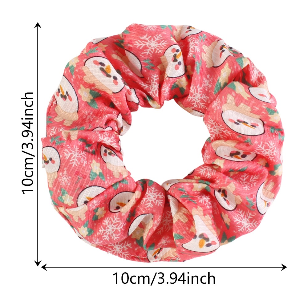 Women's Christmas Party Fabric Bow Hair Tie Reindeer Snowman Pattern