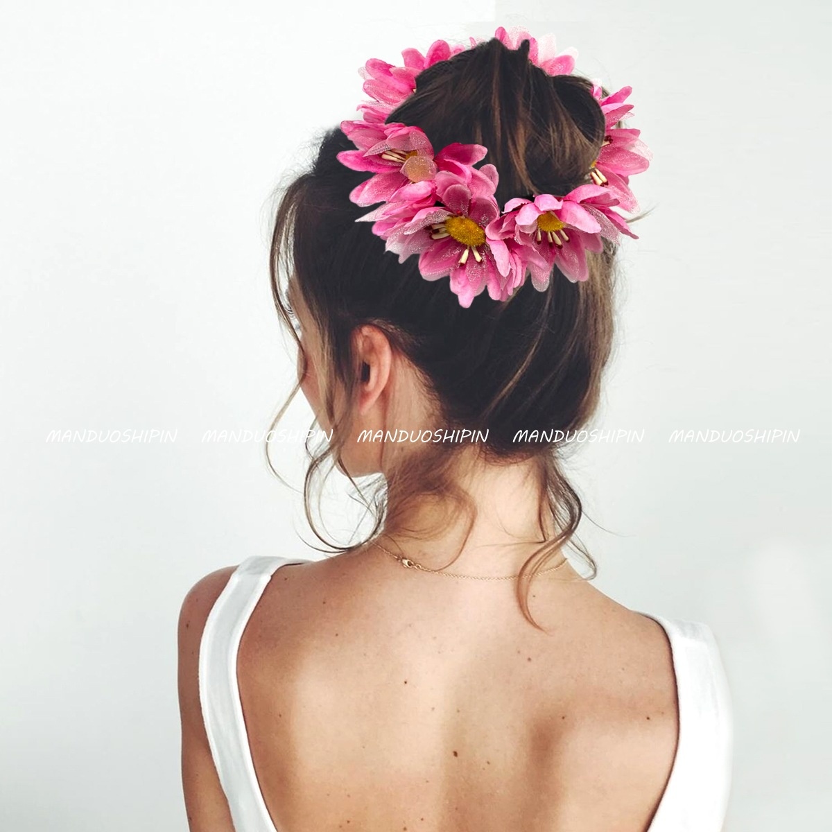 Women's Summer Beach Cloth Hair Tie Large Realistic Sunflower