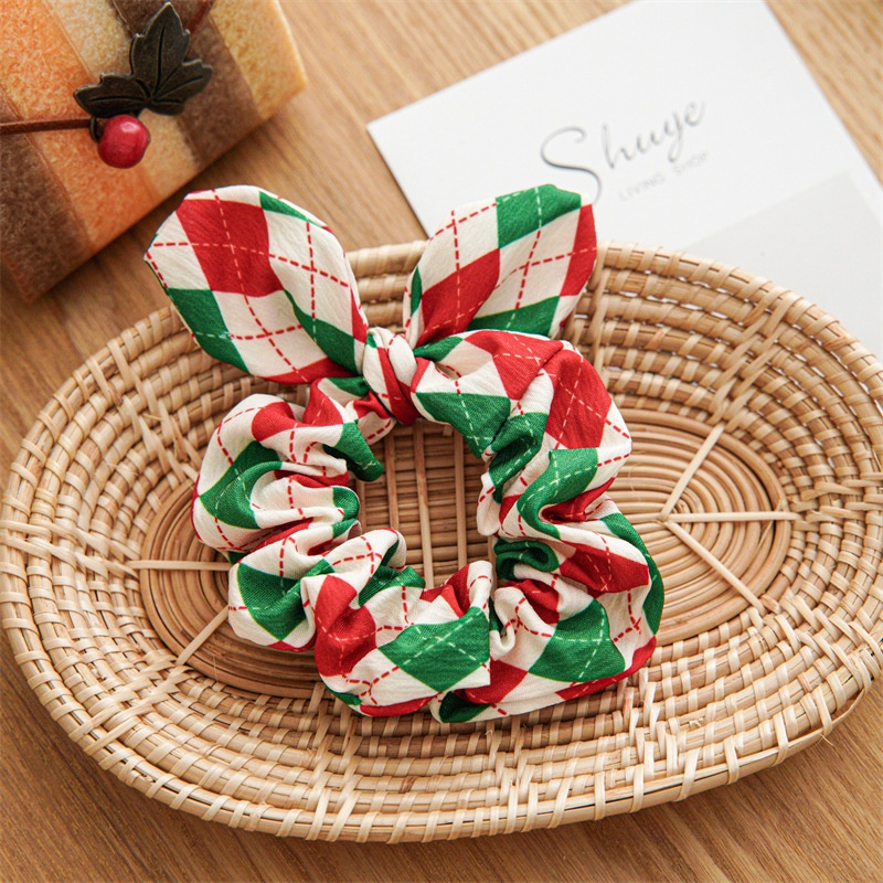 Women's Retro Handmade Christmas Hair Tie Festive Polka Dot Scrunchie