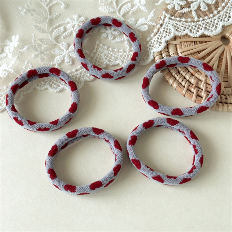Women's 5Pcs Thickened Towel Hair Ties High Elasticity Winter Polka Dot Bands