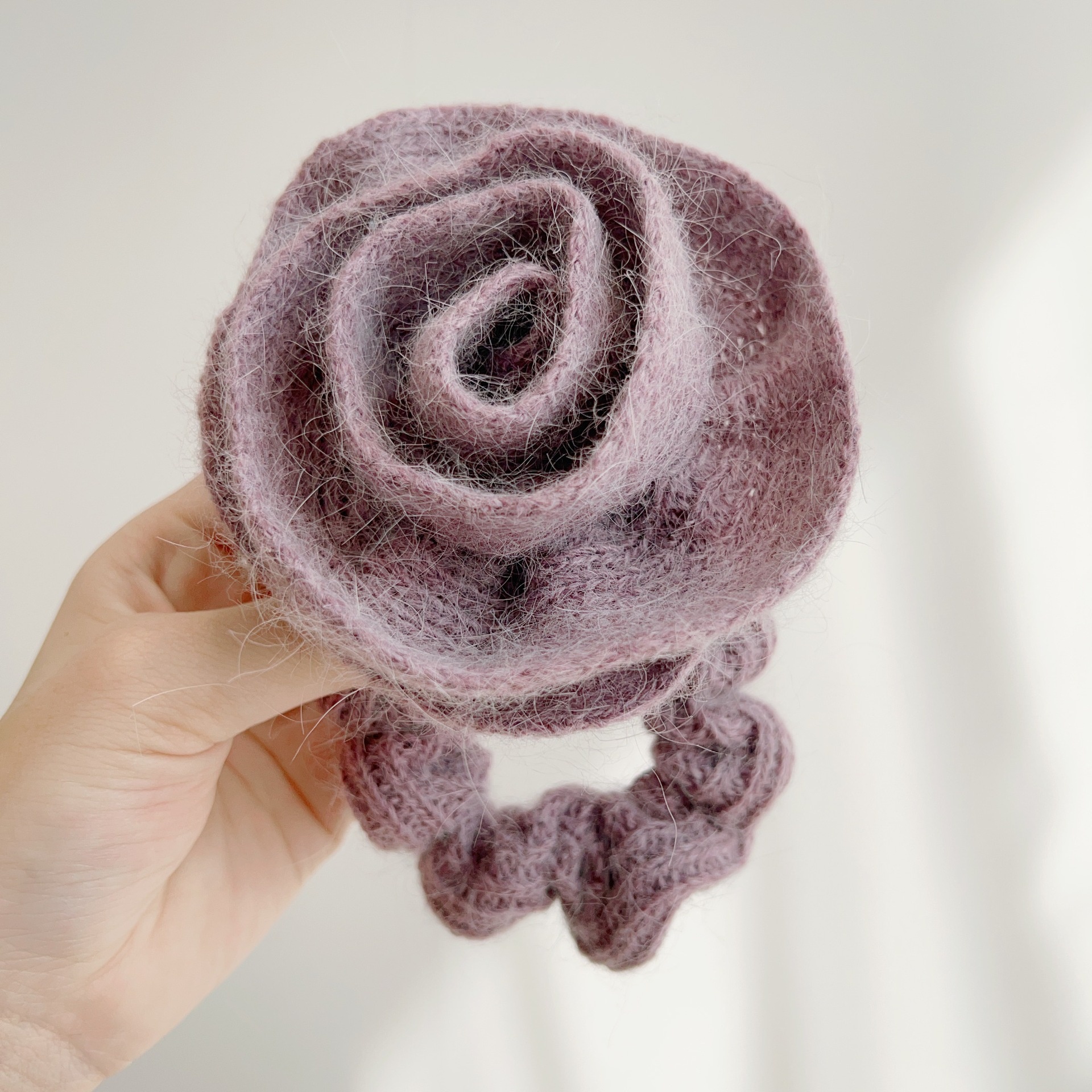 Women's Casual Winter Rabbit Hair Big Scrunchie Rose Pattern