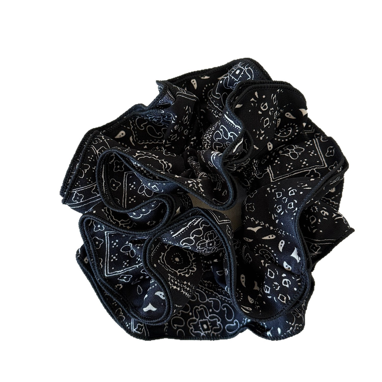 Women's Stylish Pleated Cloth Hair Scrunchies For Buns Retro Walnut Print