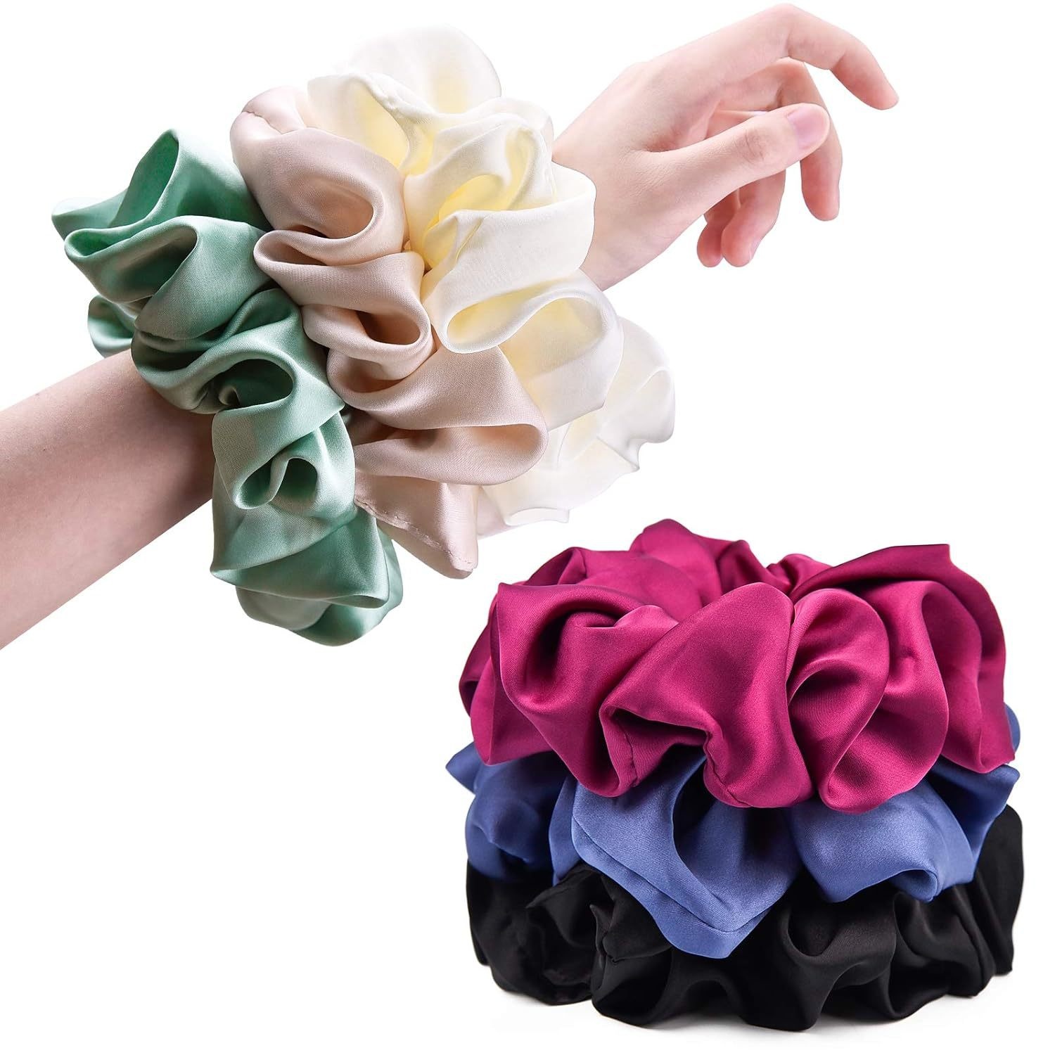 Women's Versatile Satin Hair Scrunchies Colorful Japanese Print