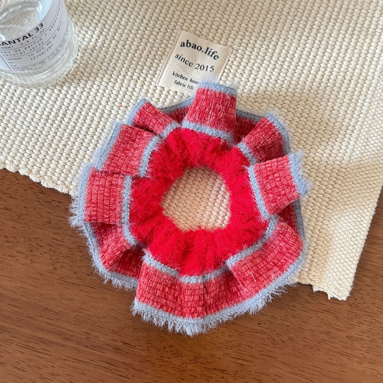 Girls Autumn Winter Hand Knitted Plush Scrunchie Sweet Fashion Hair Tie