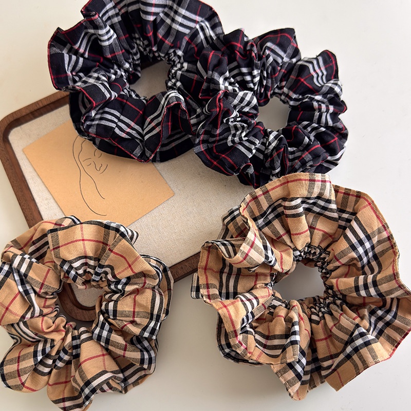 Women's British Style Floral Plaid Hair Tie Versatile Luxury Romantic Cloth