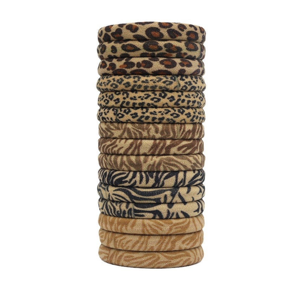 Women's Non-Damaging Cloth Towel Hair Ties Leopard Polka Dot Print