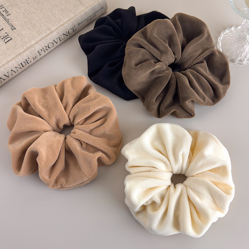 Women's Soft Towel Hair Drying Scrunchie Winter Casual Solid Color Tie