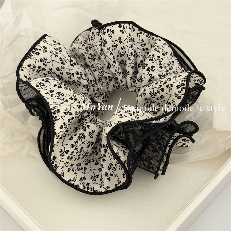 Women's New Style Ditsy Floral Cloth Hair Tie in Elegant Beige